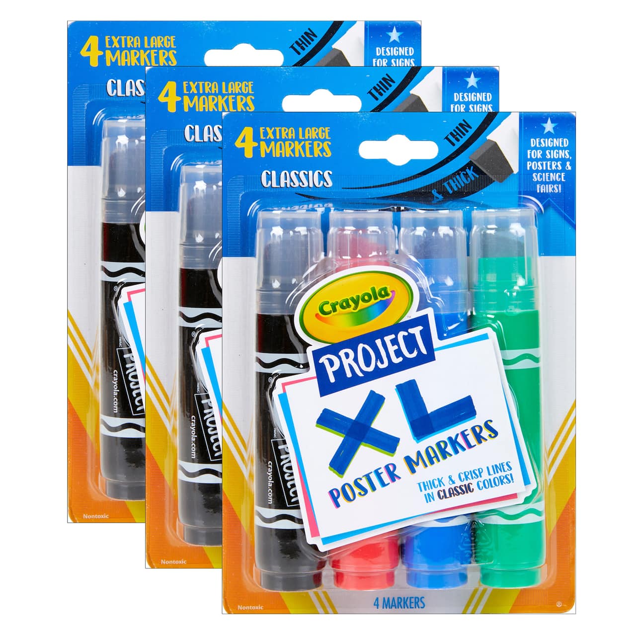 4 Packs: 3 Packs 4 ct. (48 total) Crayola® Project XL Classic Poster Markers